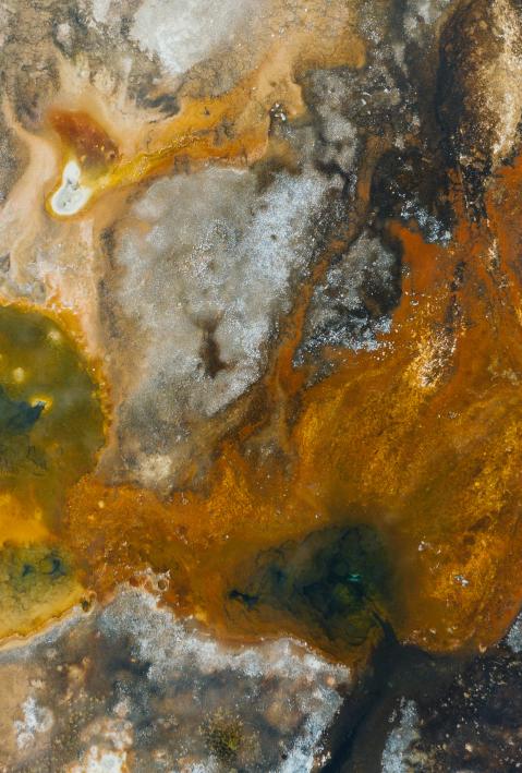 Yellow, black landscape from above. 