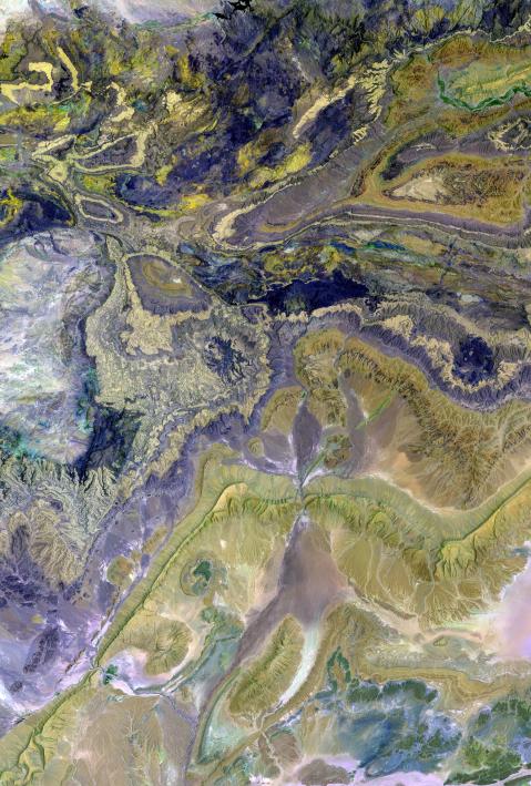 Green-blue landscape from above. 