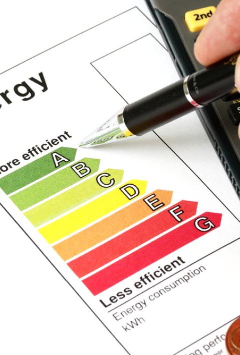 Energy efficiency concept with energy rating chart