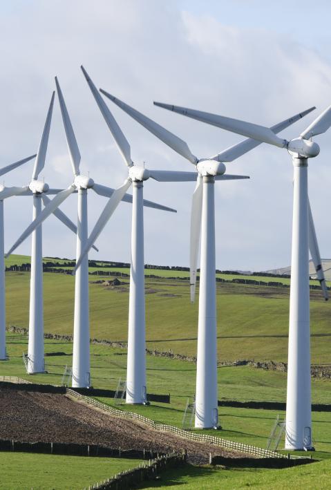 Power generation wind farm 35m in height to the hub and a rotor diameter of 37m on Royd Moor